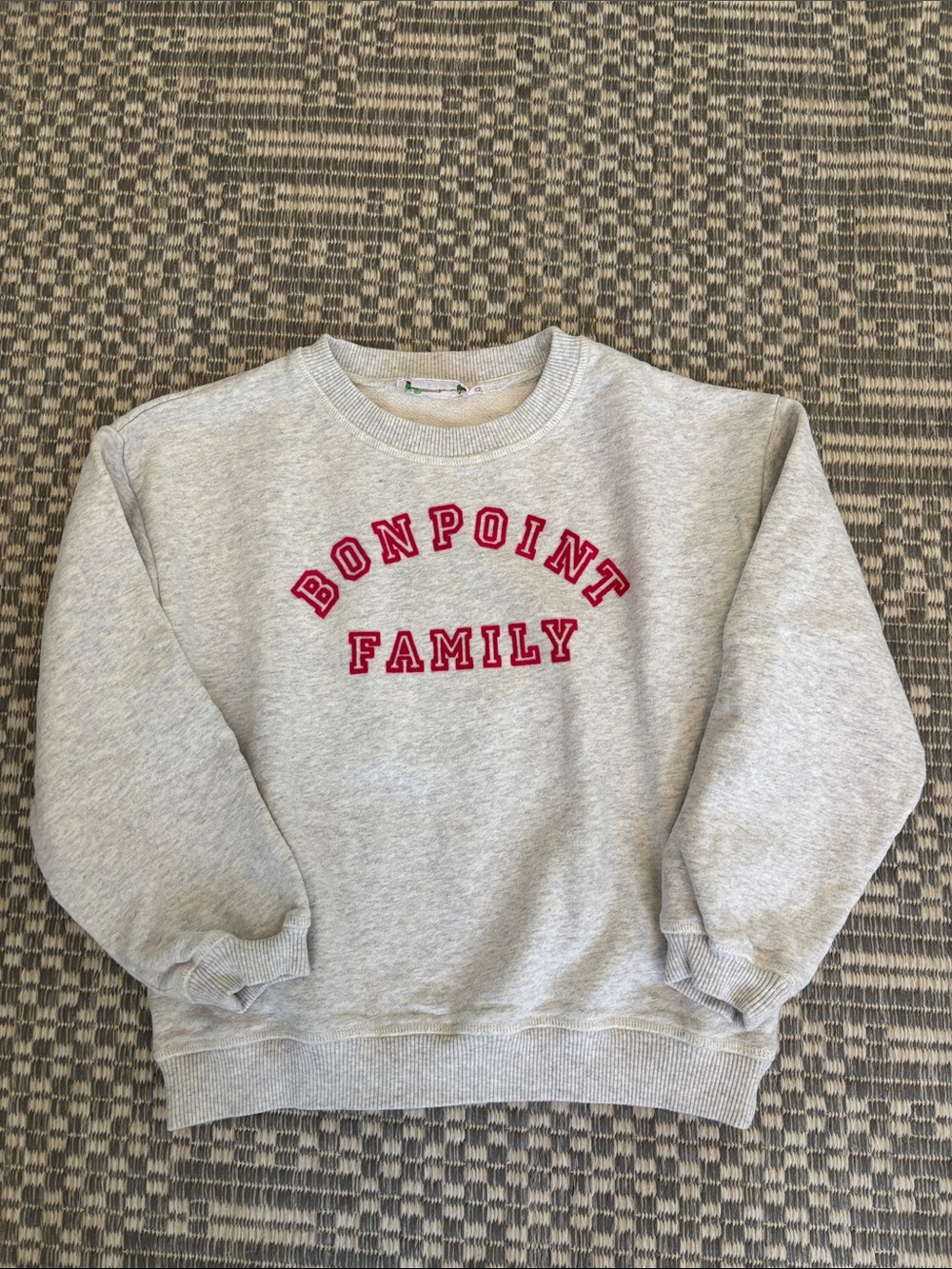 Girls Bonpoint Grey Sweatshirt with Red-Pink Logo